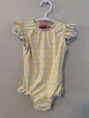 Minnow Yellow Floral Ruffle One-Piece Swimsuit